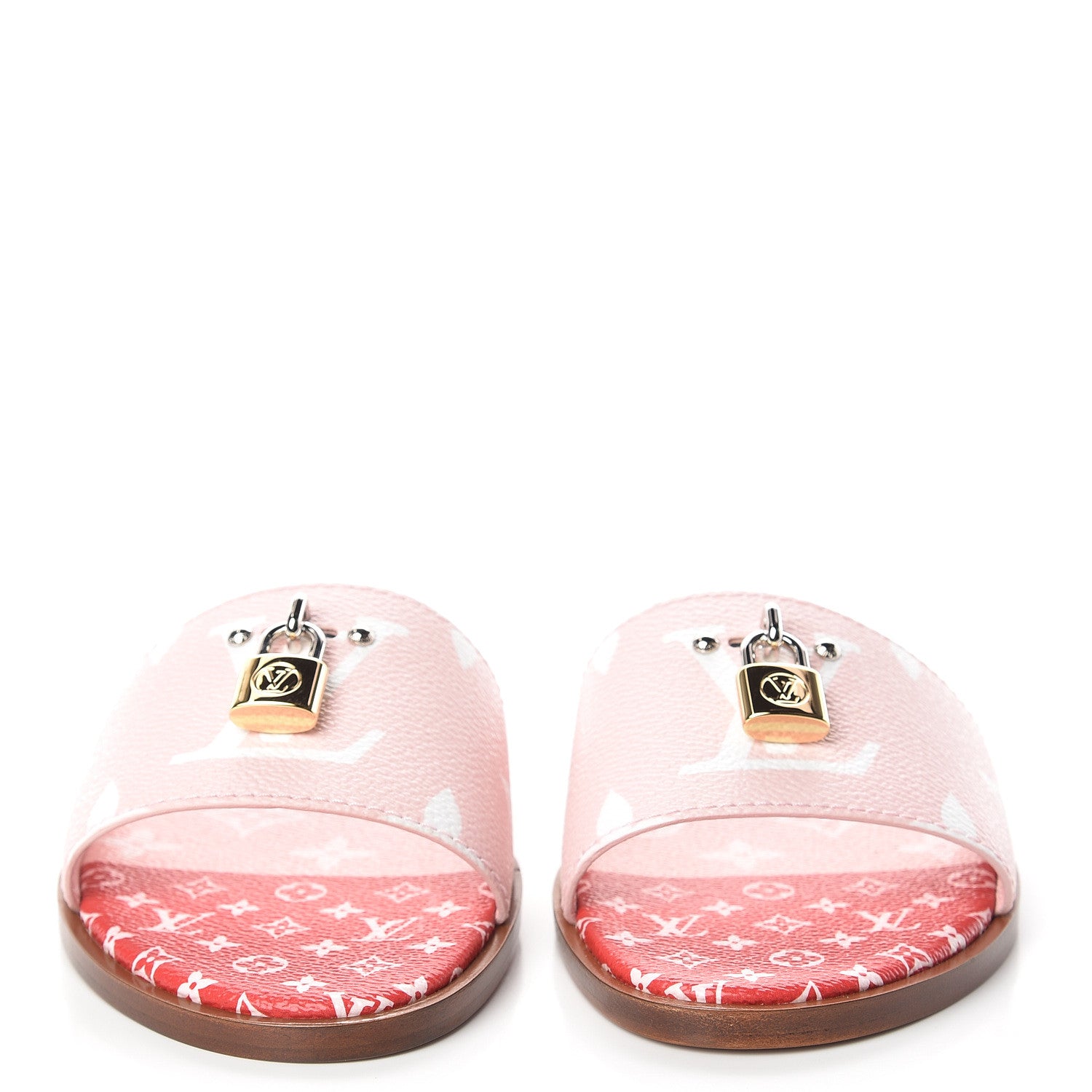 Louis Vuitton Monogram Giant Lock It Flat Mule 38 Rouge Rose 3 of 10