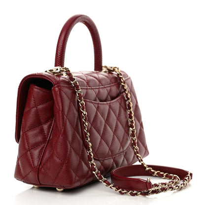 Chanel Caviar Lizard Embossed Quilted Mini Coco Handle Flap Burgundy 3 of 10
