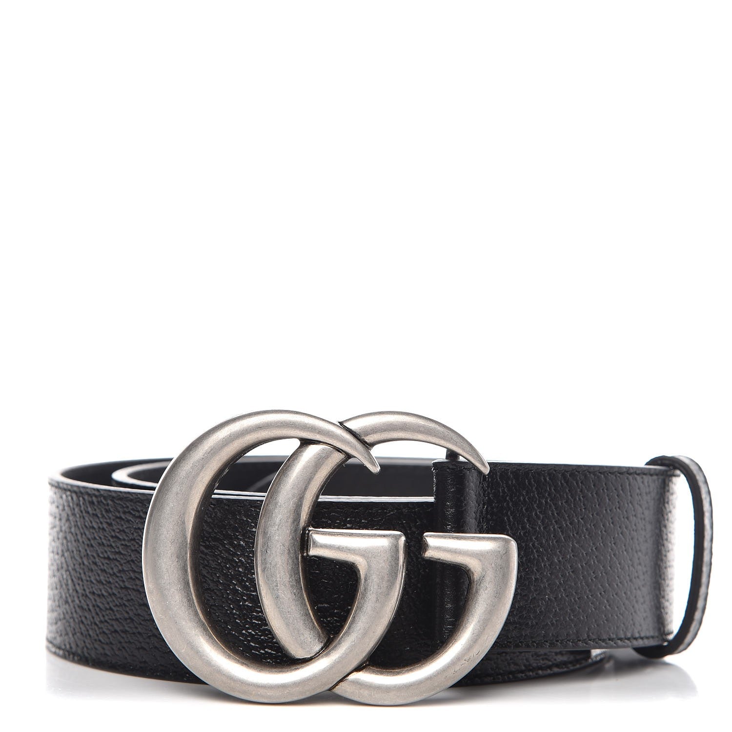Gucci Textured Dollar Calfskin Nickel Double G 40mm Belt 85 34 Black 1 of 6