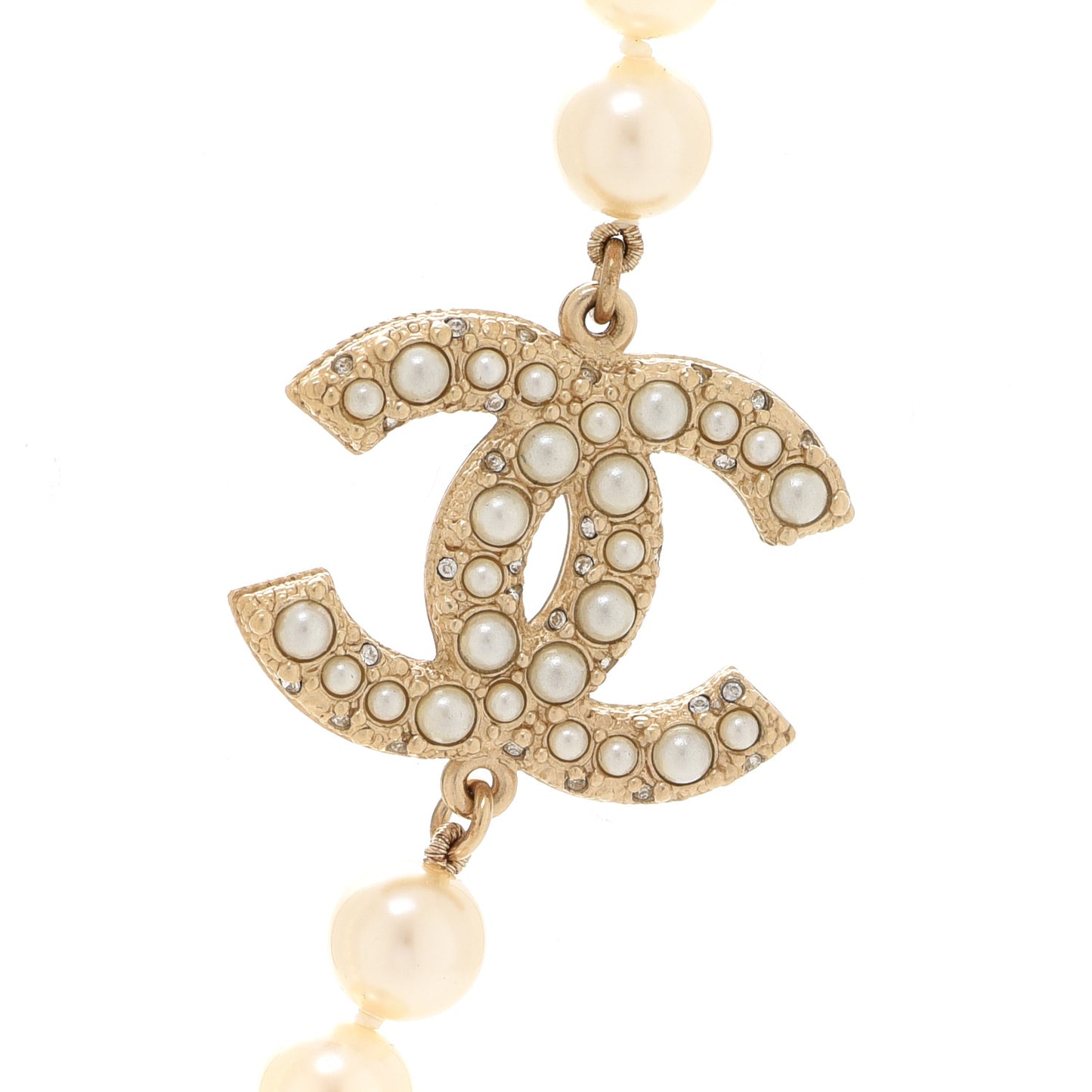 Pearl CC 100th Anniversary Necklace Light Gold