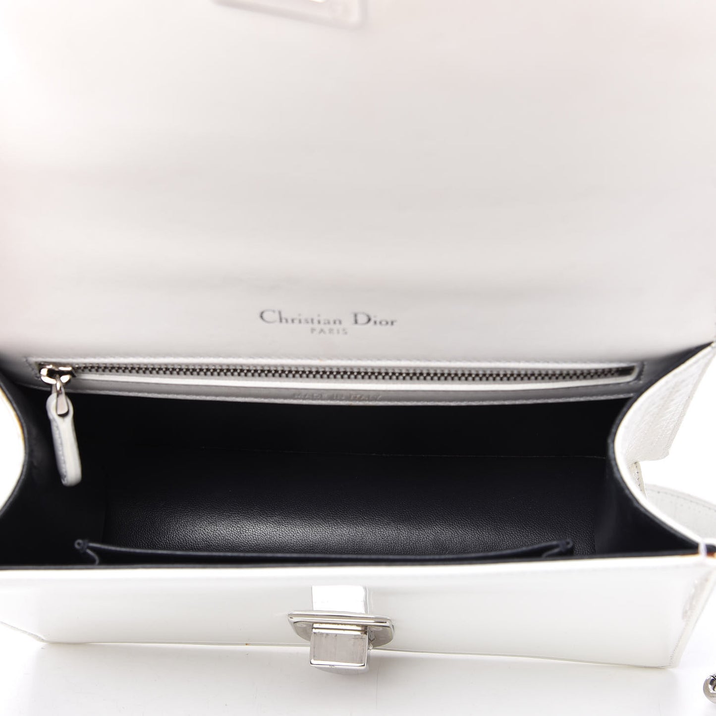 Calfskin Micro-Cannage Small Diorama Flap Bag White