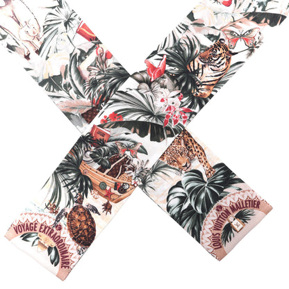 Louis Vuitton Silk Voyage Extraordinaire Bandeau Scarf Beige 2 of 4