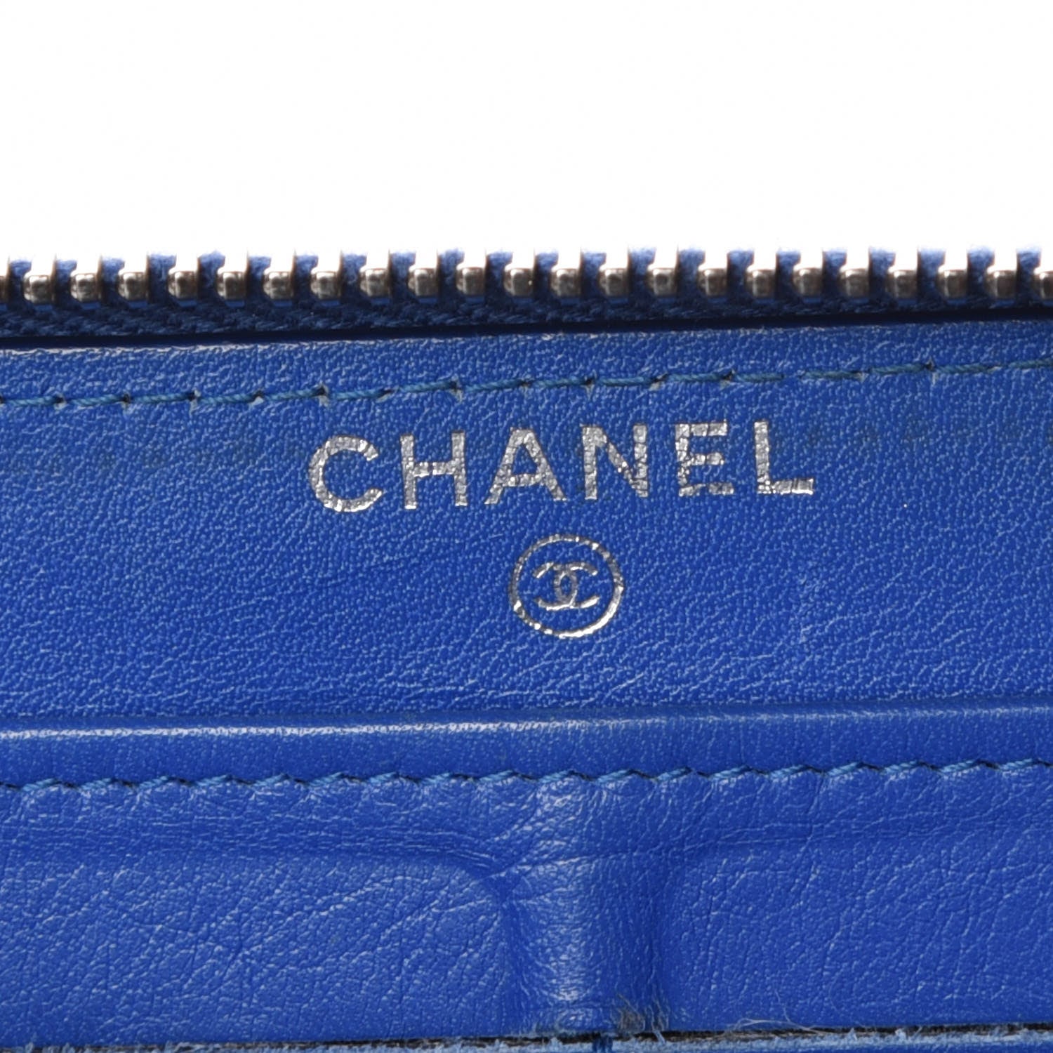 Chanel Patent Quilted Large Gusset Zip Around Wallet Blue 8 of 11