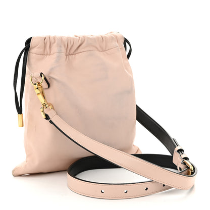Fendi Soft Nappa Logo Small Drawstring Pouch Bag Rosa Quarzo Black 3 of 12