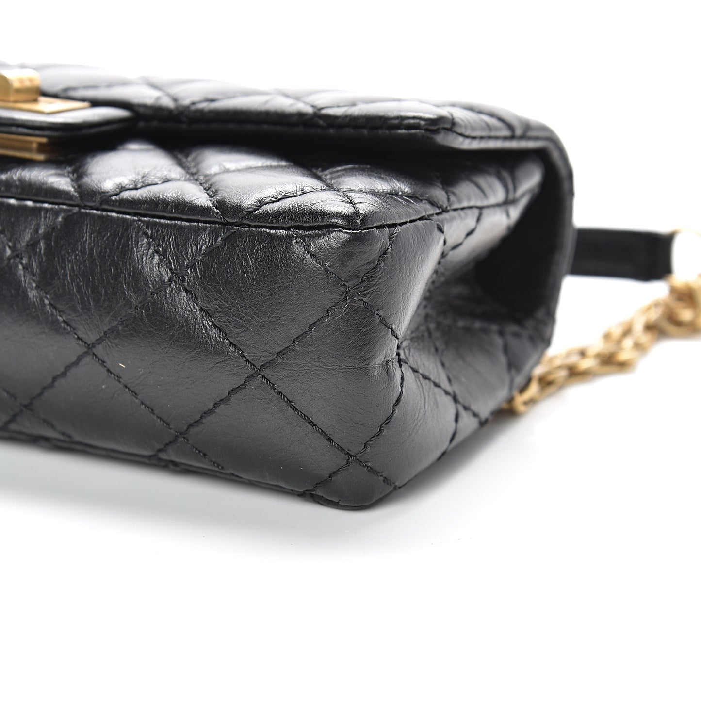 Aged Calfskin Quilted 2.55 Reissue Chain Waist Bag Black