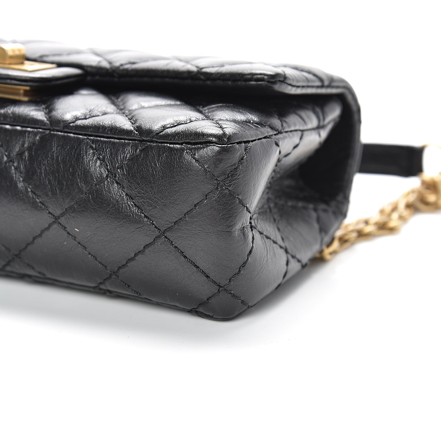 Chanel Aged Calfskin Quilted 2.55 Reissue Chain Waist Bag Black 9 of 10