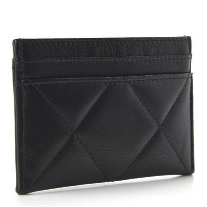 Chanel Shiny Goatskin Quilted Chanel 19 Card Holder Black 3 of 11