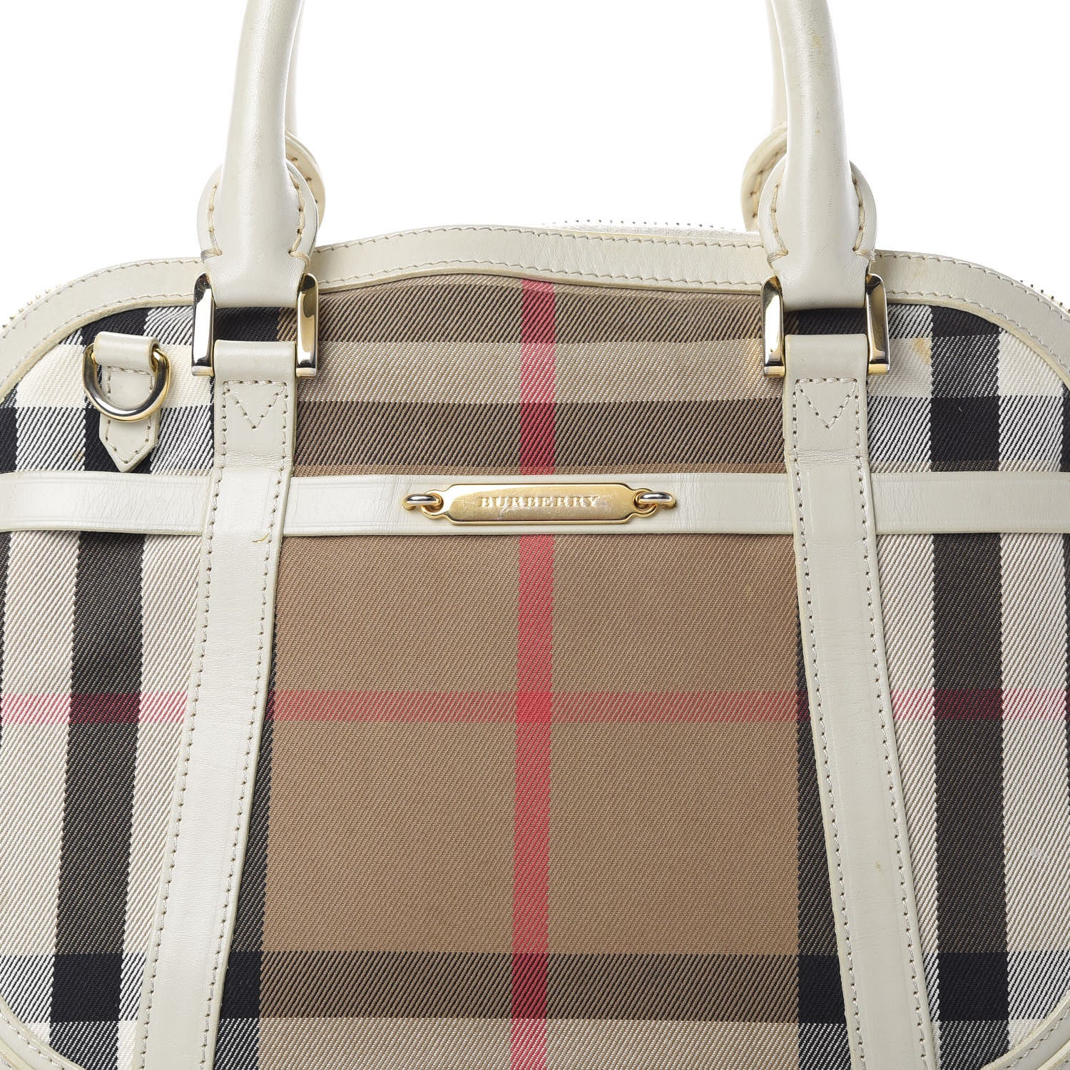 Burberry House Check Bridle Calfskin Small Orchard Bowling Bag White 9 of 18