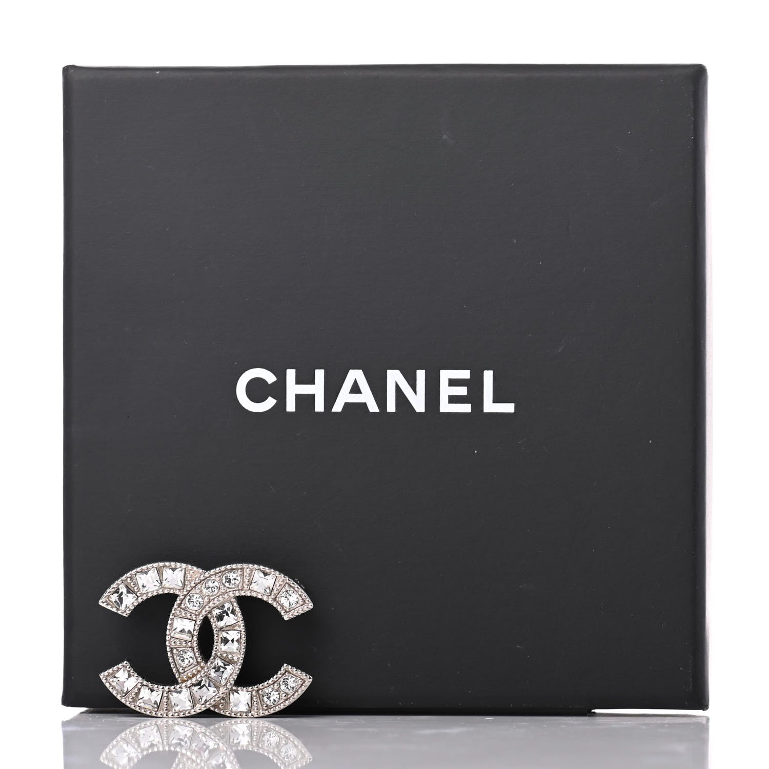 Chanel Baguette Crystal CC Small Brooch Silver 5 of 5