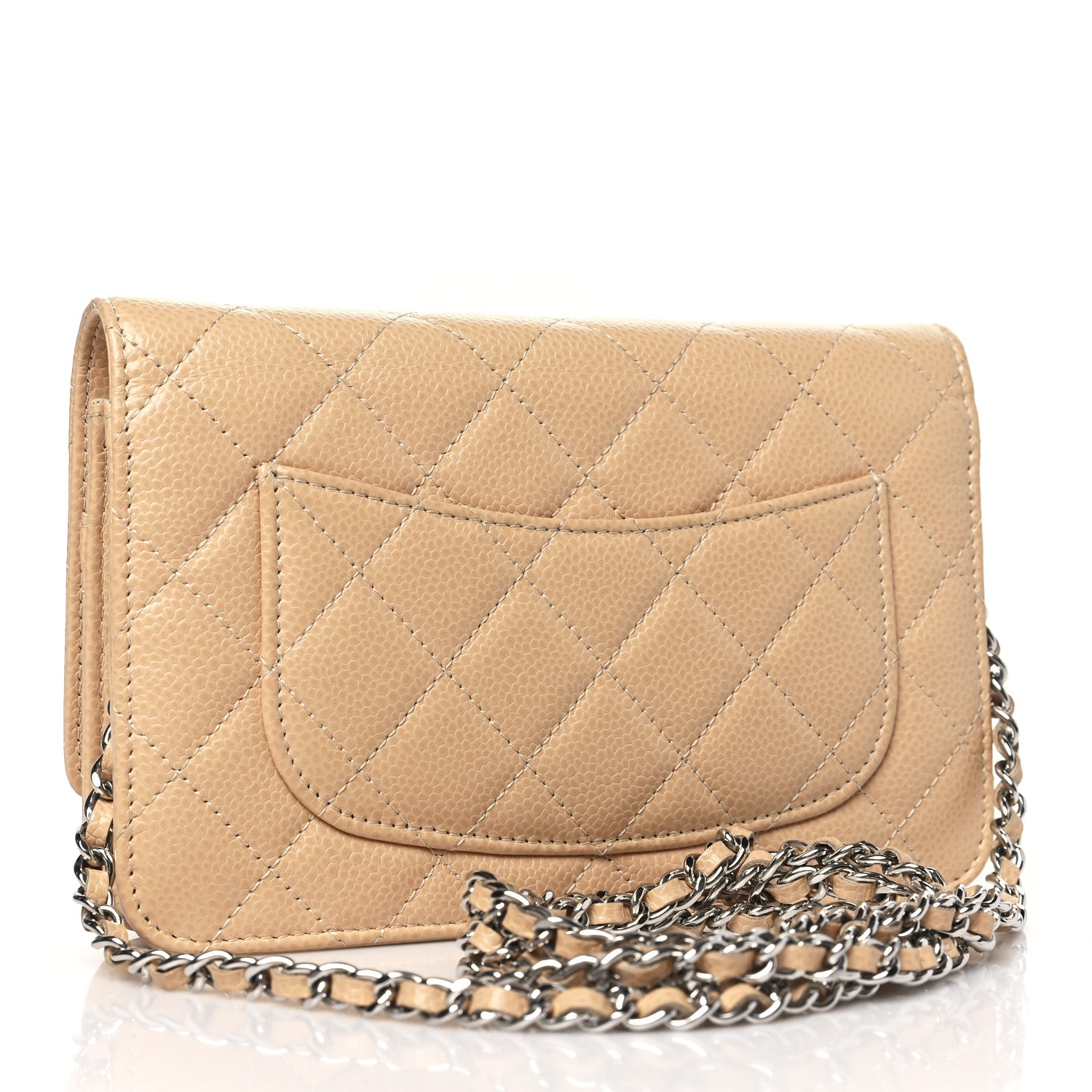 Chanel Caviar Quilted Wallet on Chain WOC Beige 3 of 12
