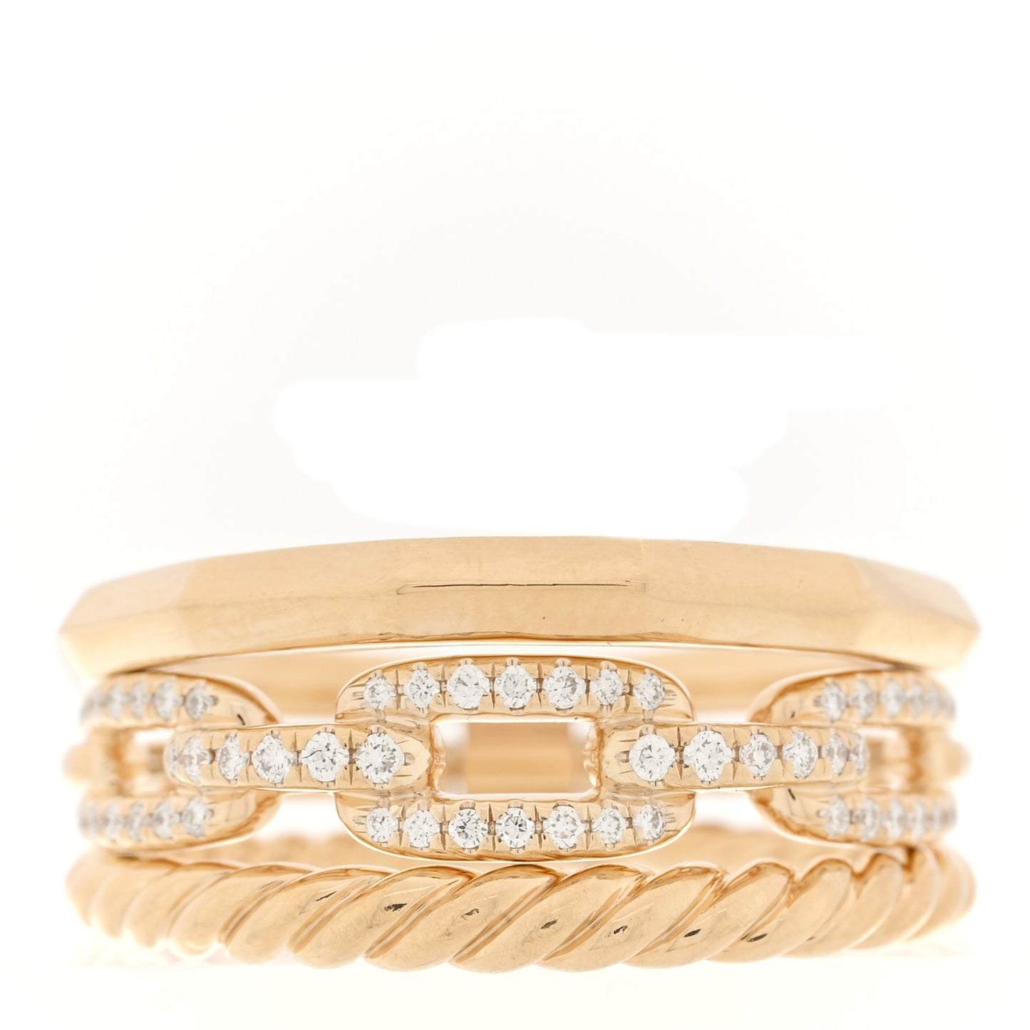 18K Yellow Gold Diamond 9.5mm Stax Three-Row Ring 54 7