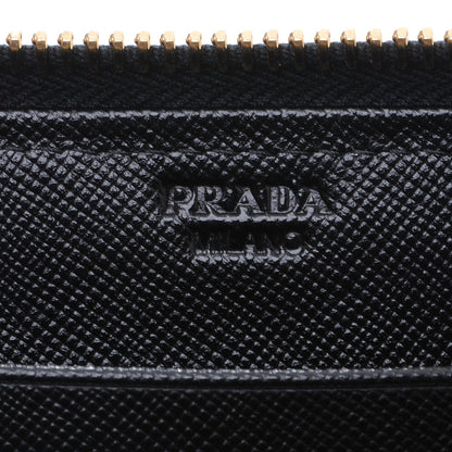 Prada Saffiano Quilted Zip Around Wallet Nero Black 7 of 9