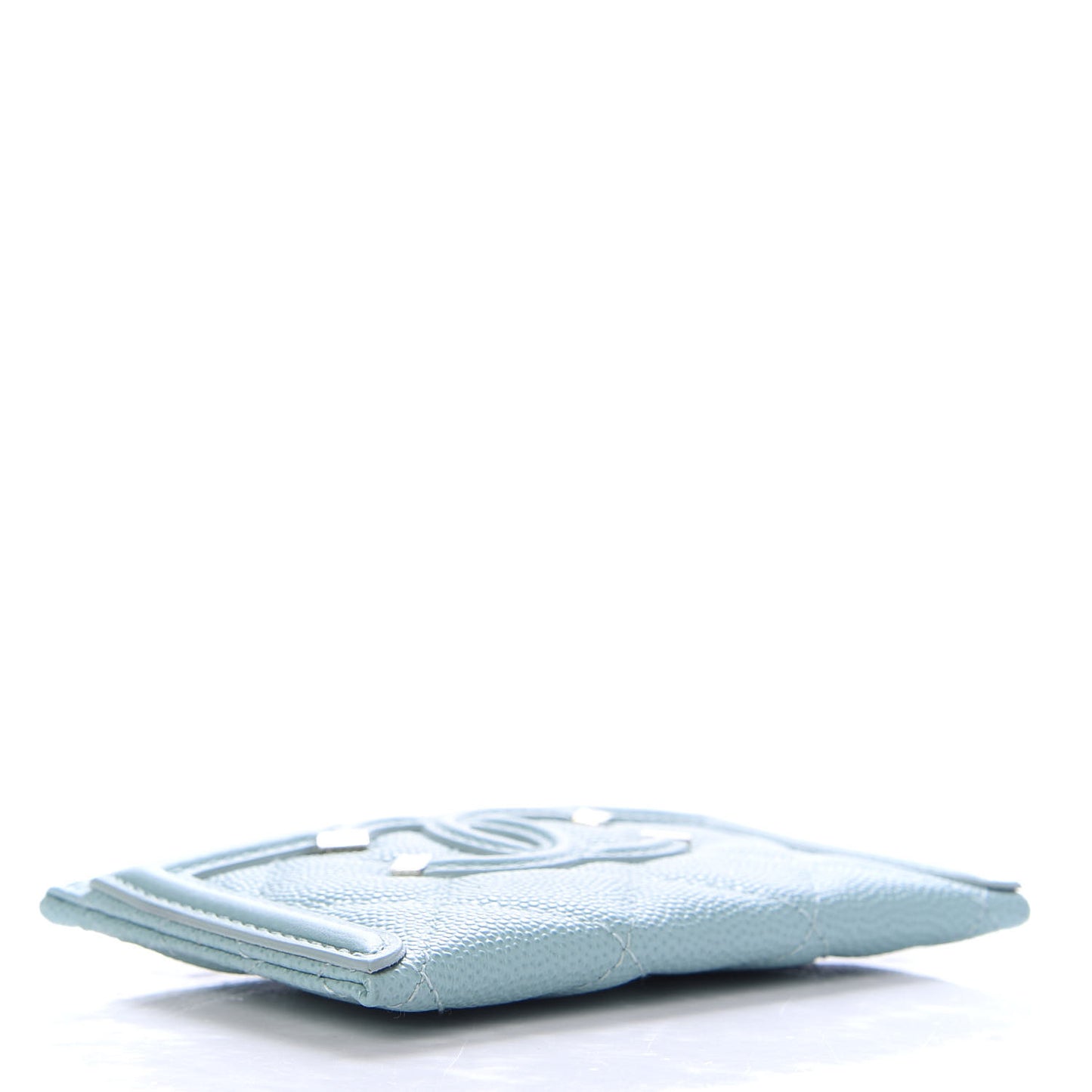 Caviar Quilted Filigree Card Holder Light Blue