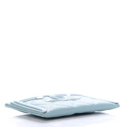 Chanel Caviar Quilted Filigree Card Holder Light Blue 4 of 9