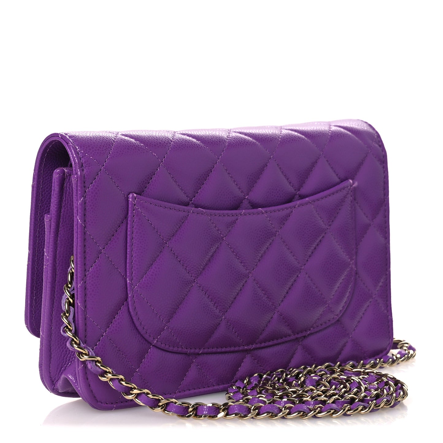 Caviar Quilted Wallet On Chain WOC Purple