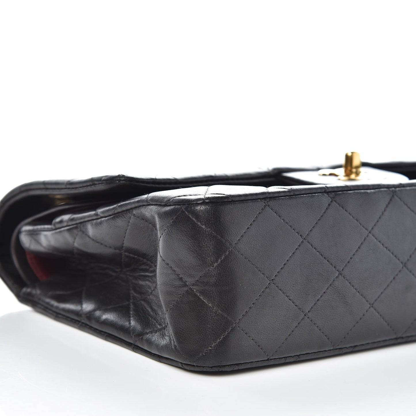 Lambskin Quilted Medium Double Flap Black