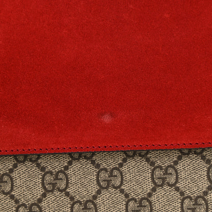 Gucci GG Supreme Monogram Suede Cudu Medium Dionysus Shoulder Bag Beige Ebony Vulcanic Red 10 of 13
