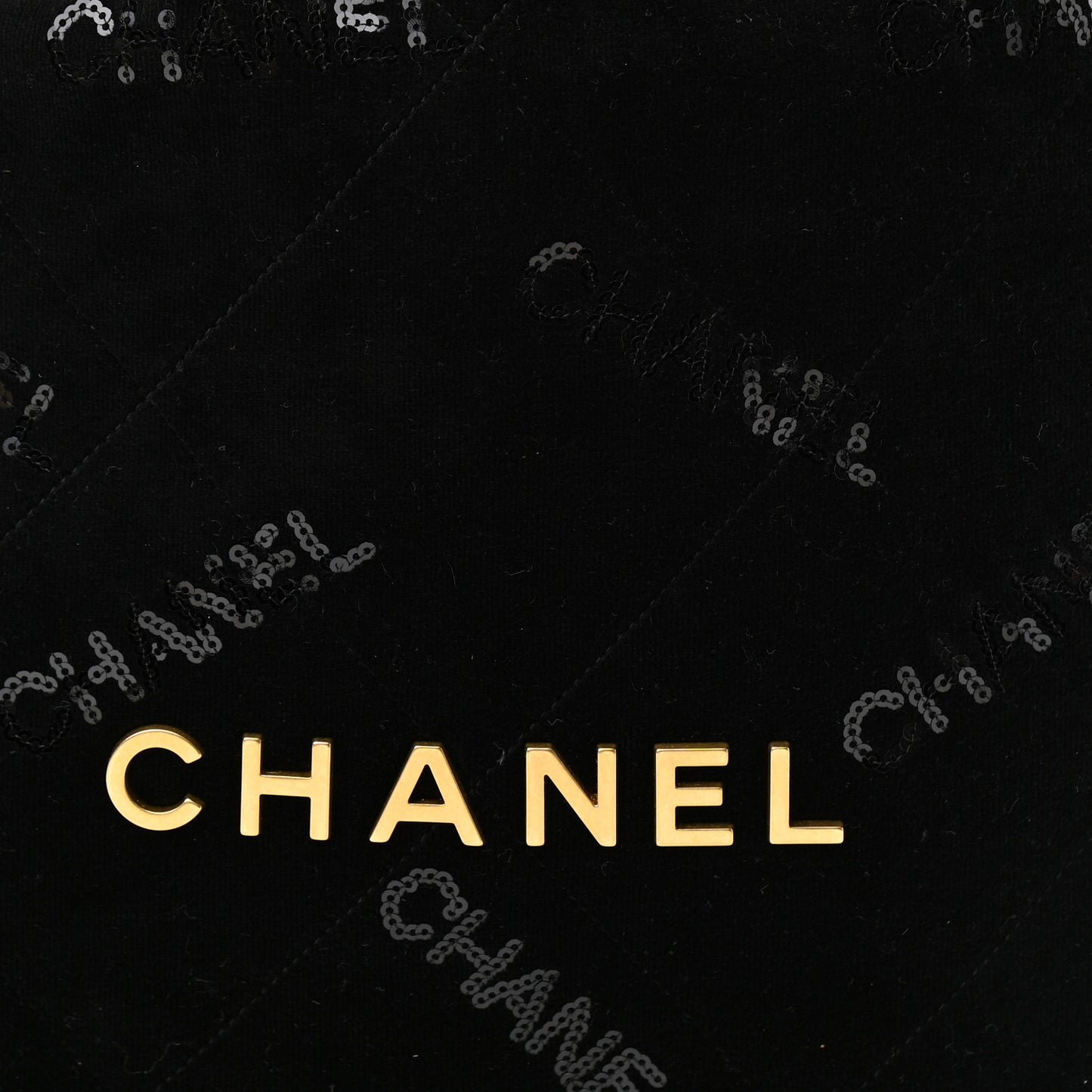 Velvet Sequin Quilted Chanel 22 Black