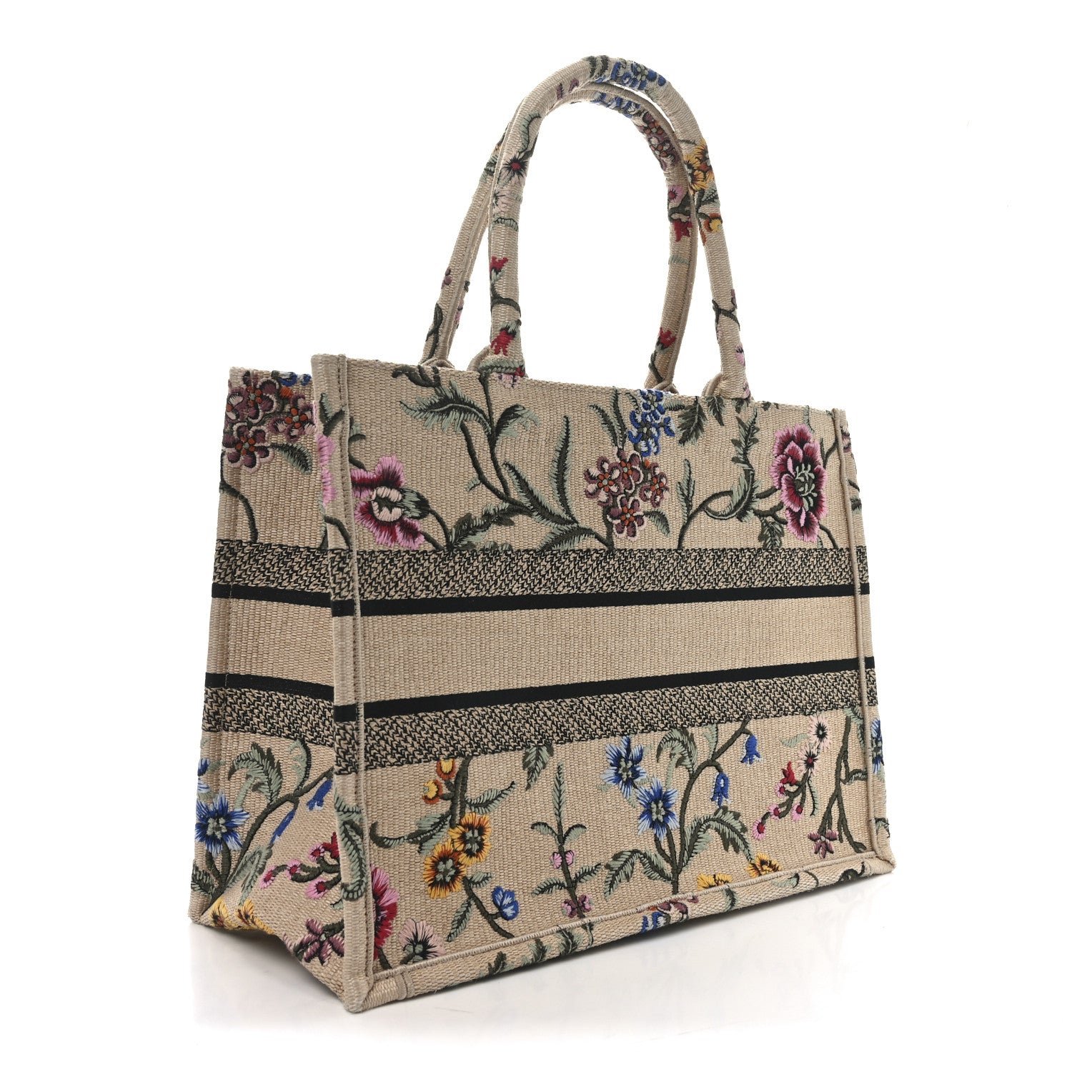 Christian Dior Raffia Embroidered Petites Fleurs Medium Book Tote Natural 3 of 10