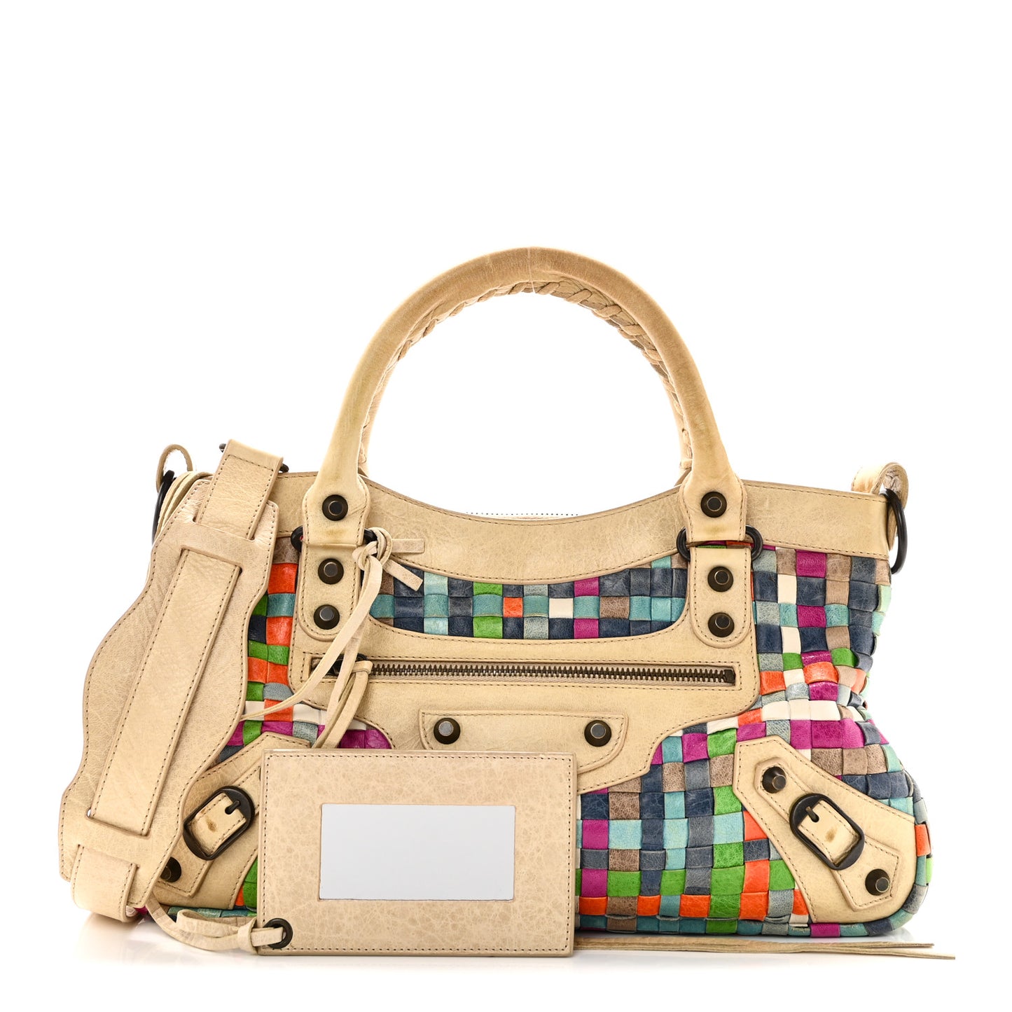 Agneau Lattice Woven Classic Hardware First Multicolor Praline