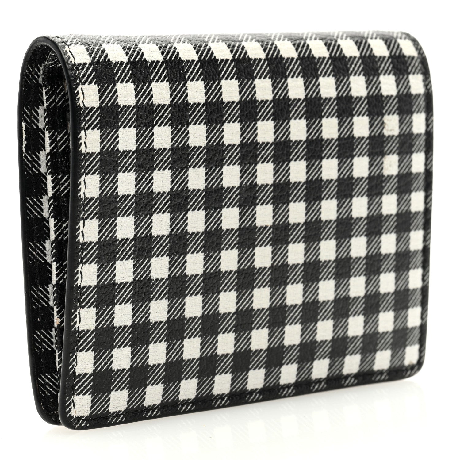 Miu Miu Goatskin Madras Wallet Black White 3 of 6