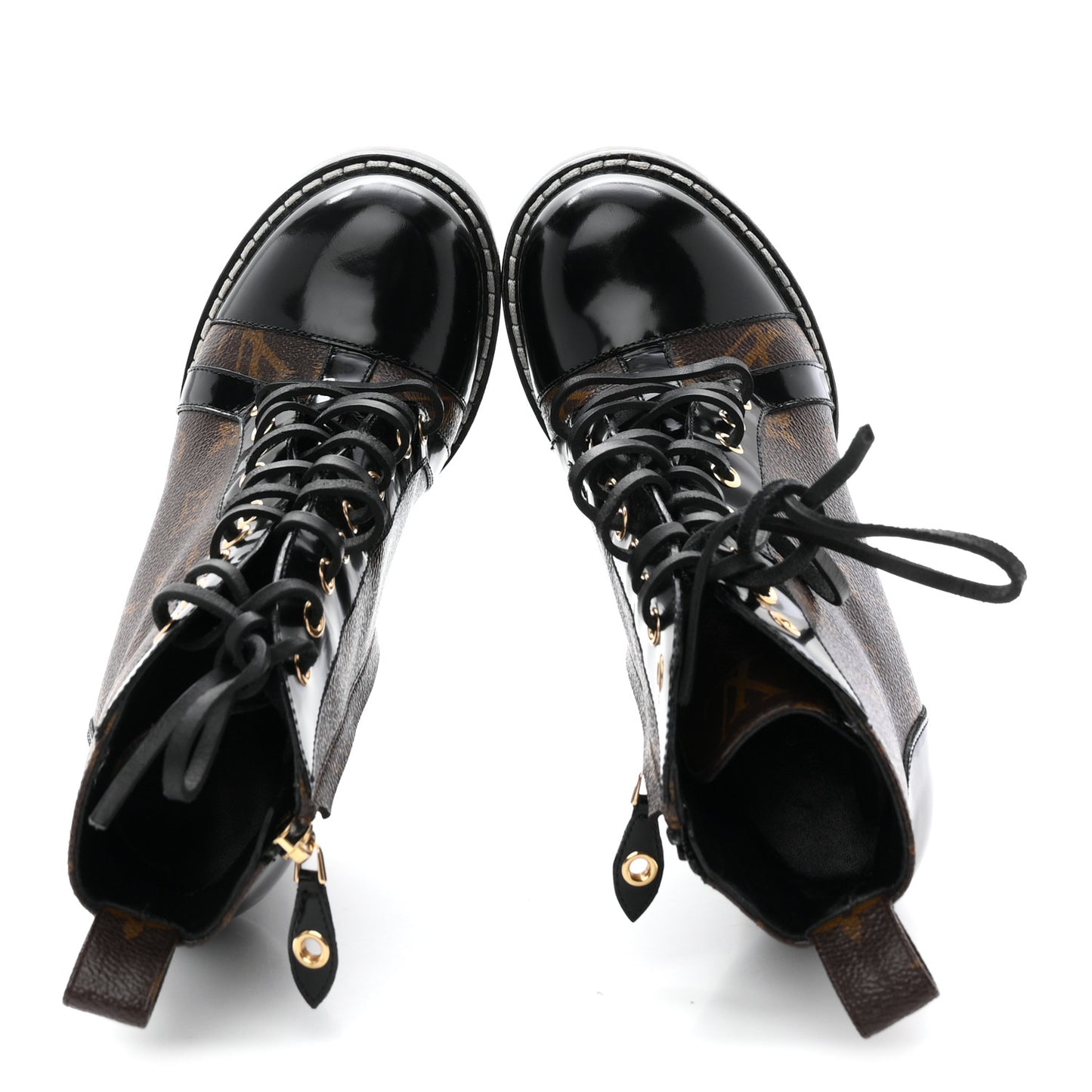 Patent Calfskin Monogram Star Trail Ankle Boots 37.5 Black