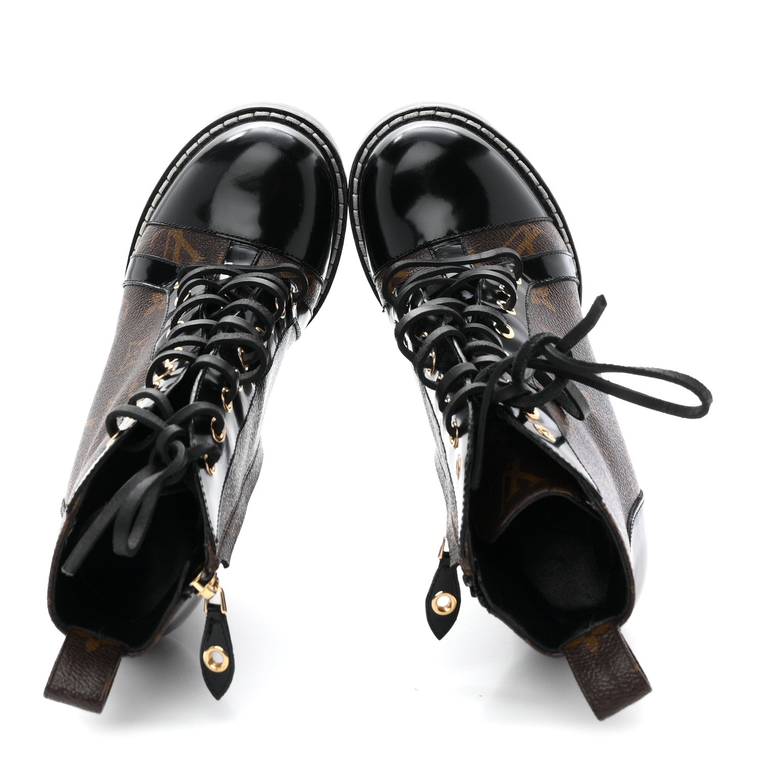 Louis Vuitton Patent Calfskin Monogram Star Trail Ankle Boots 37.5 Black 2 of 9