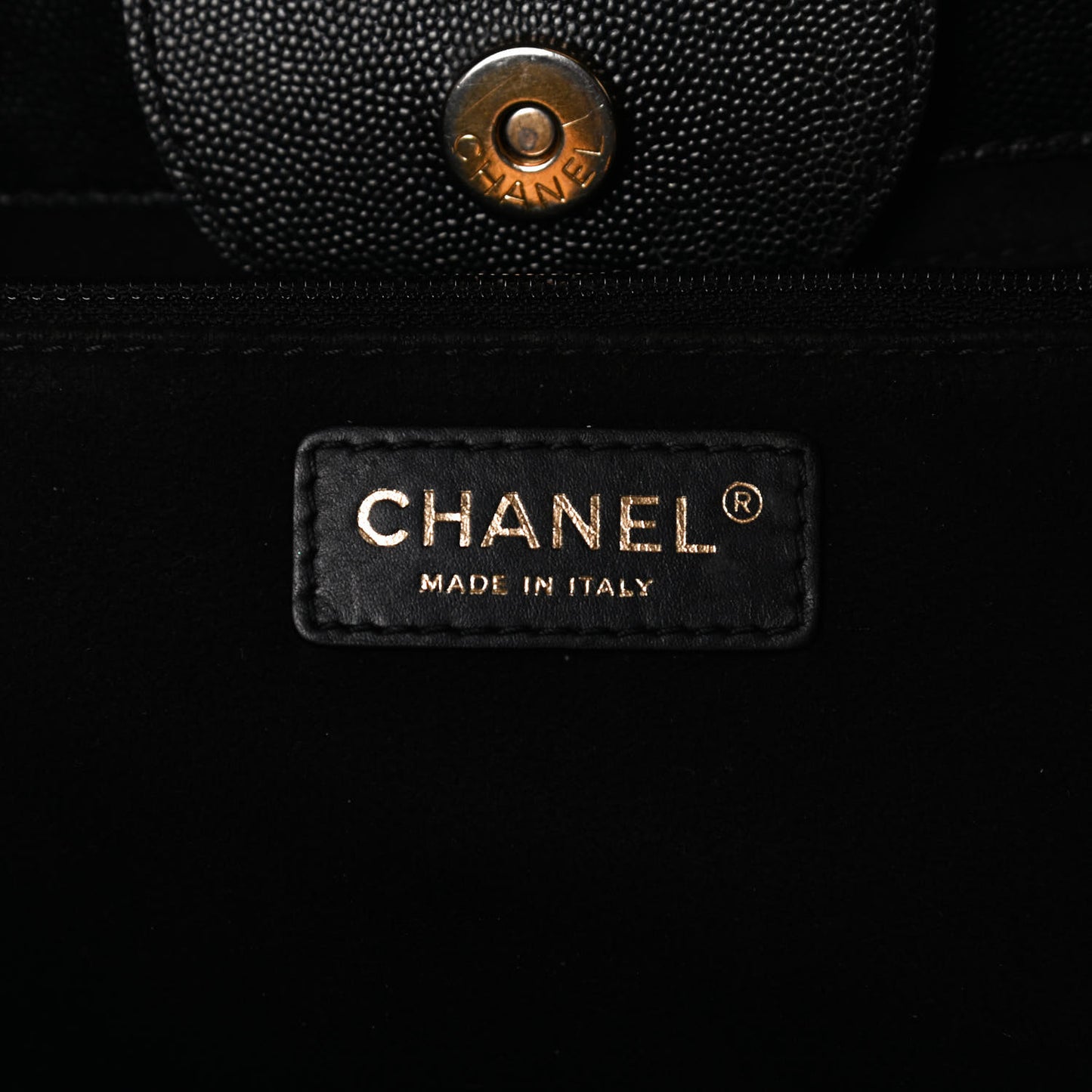 Caviar Medium Studded Deauville Tote Black