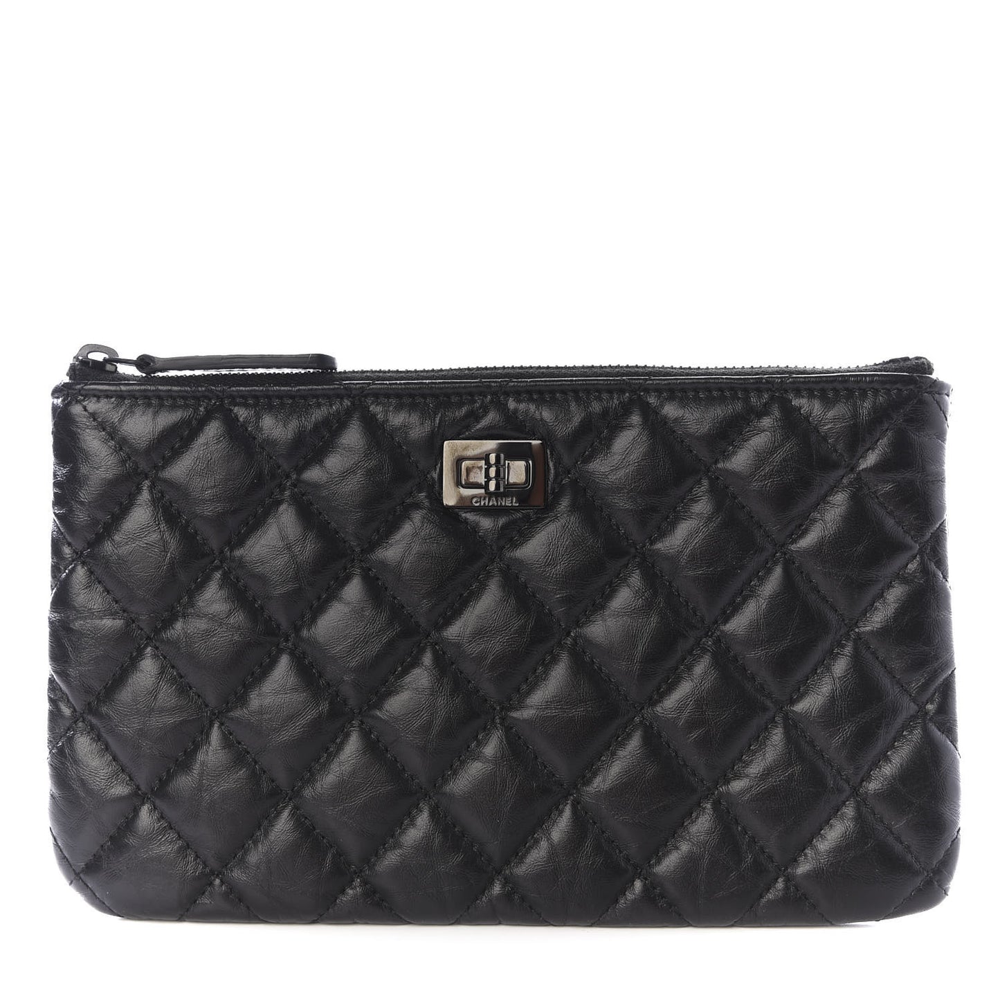 Aged Calfskin Quilted Medium Reissue Cosmetic Case So Black