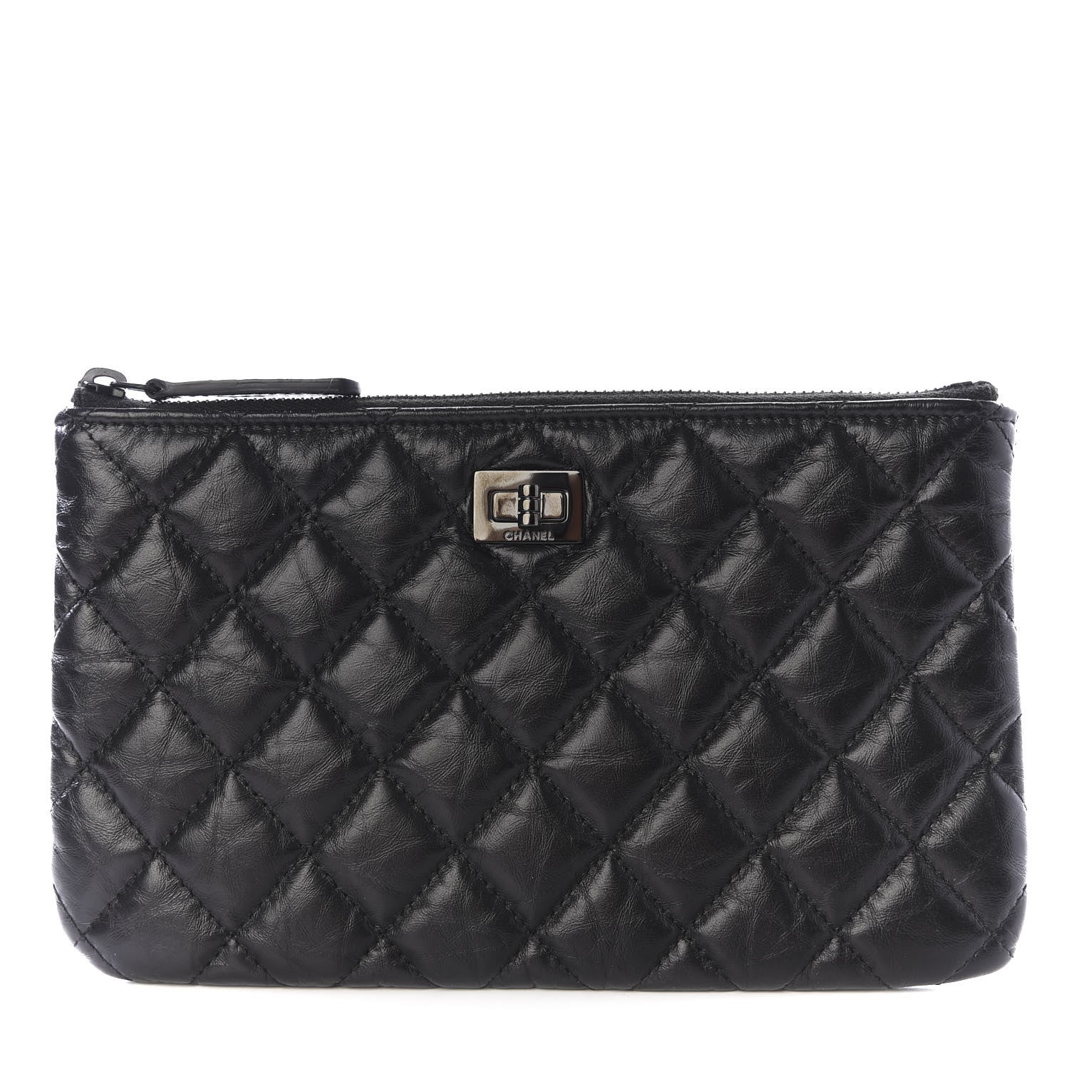 Chanel Aged Calfskin Quilted Medium Reissue Cosmetic Case So Black 1 of 8