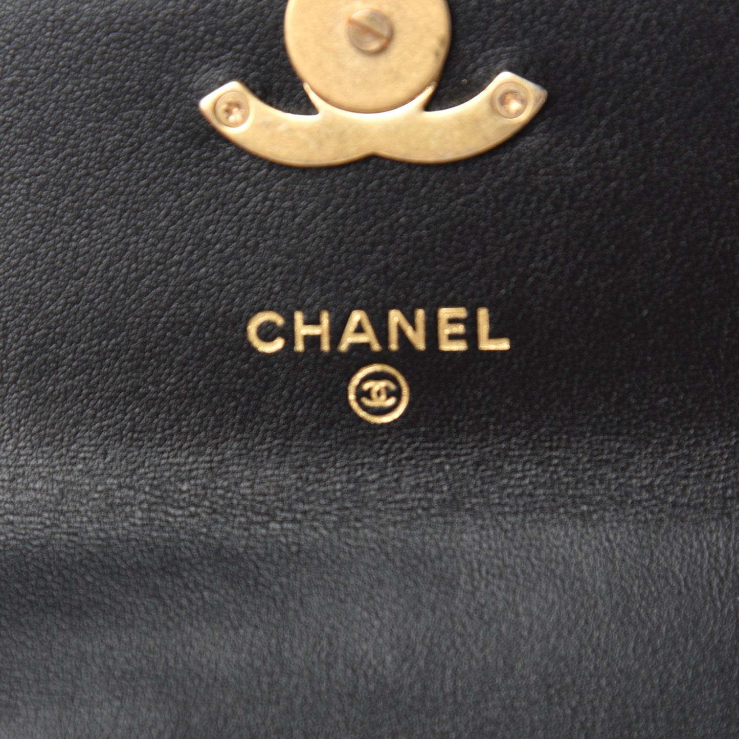 Calfskin Quilted Perfect Fit Coin Purse With Chain Black