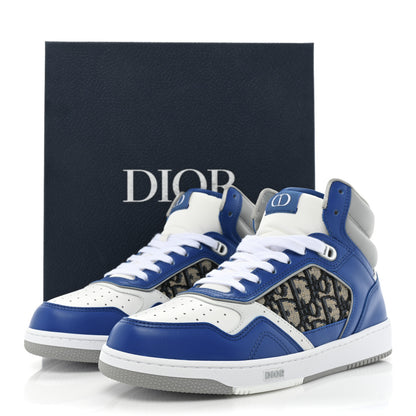Christian Dior Smooth Calfskin Jacquard Oblique Mens B27 High Top Sneakers 40 Blue White 10 of 10