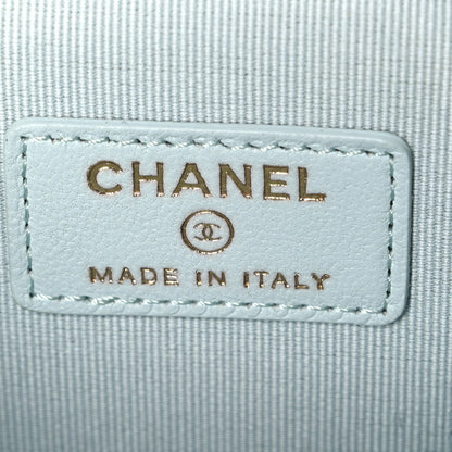 Chanel Lambskin Quilted Top Handle Mini Vanity Case With Chain Light Blue 6 of 12