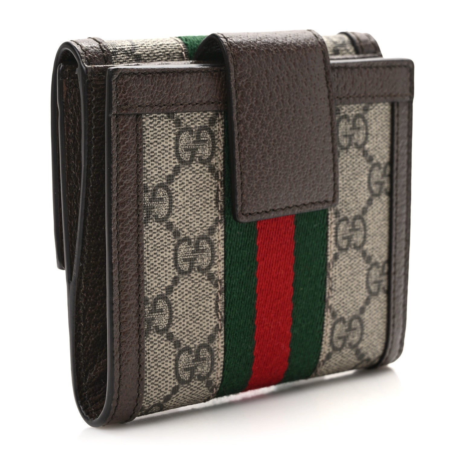 Gucci GG Supreme Monogram Web Ophidia French Flap Wallet Beige New Acero 3 of 6