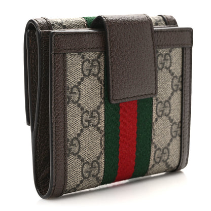 Gucci GG Supreme Monogram Web Ophidia French Flap Wallet Beige New Acero 3 of 6