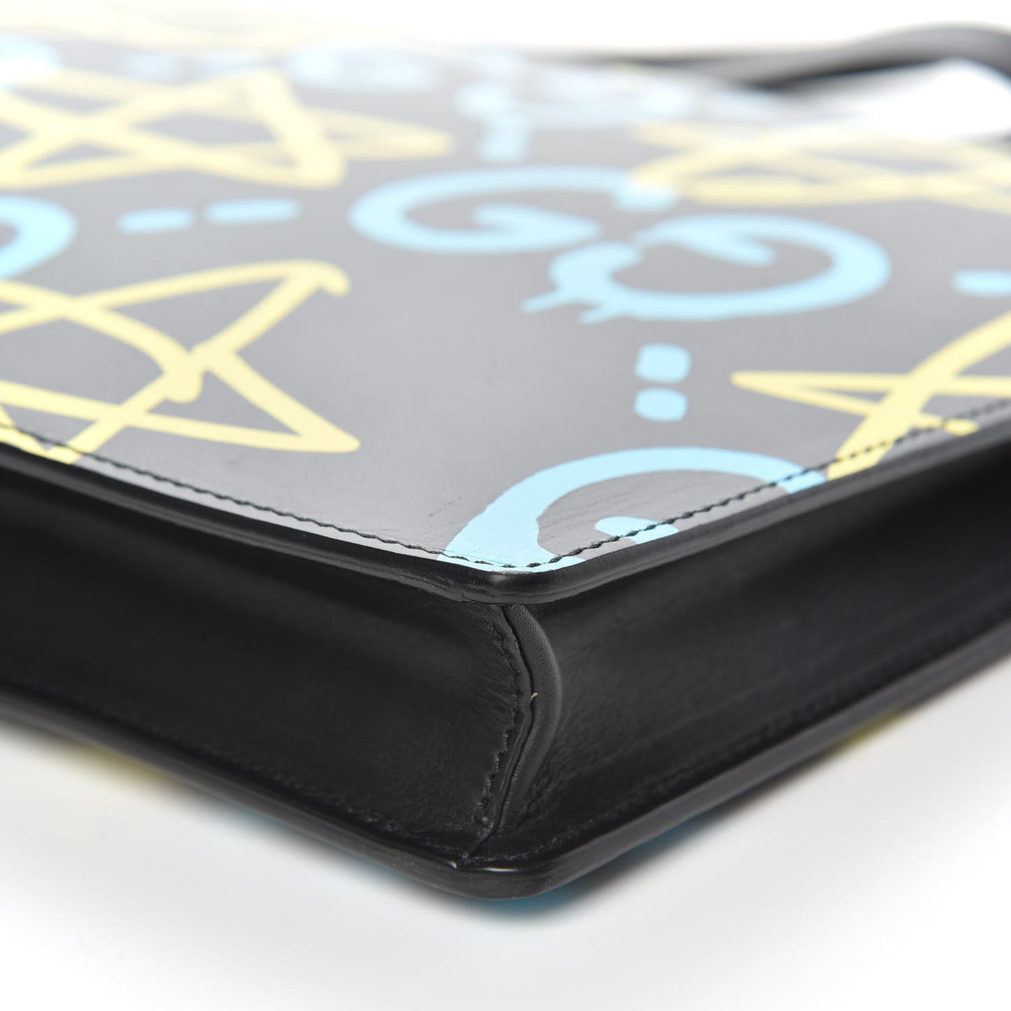 Calfskin GucciGhost Print GG Medium Documents Holder Black New Acquamarine