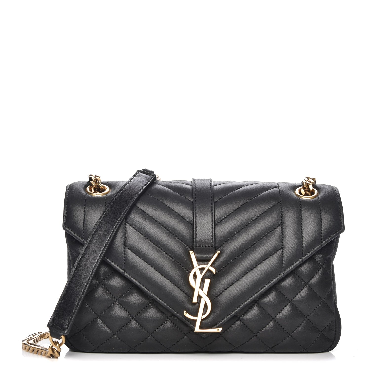 Saint Laurent Sheepskin Tri-Quilt Monogram Medium College Bag Black 1 of 6