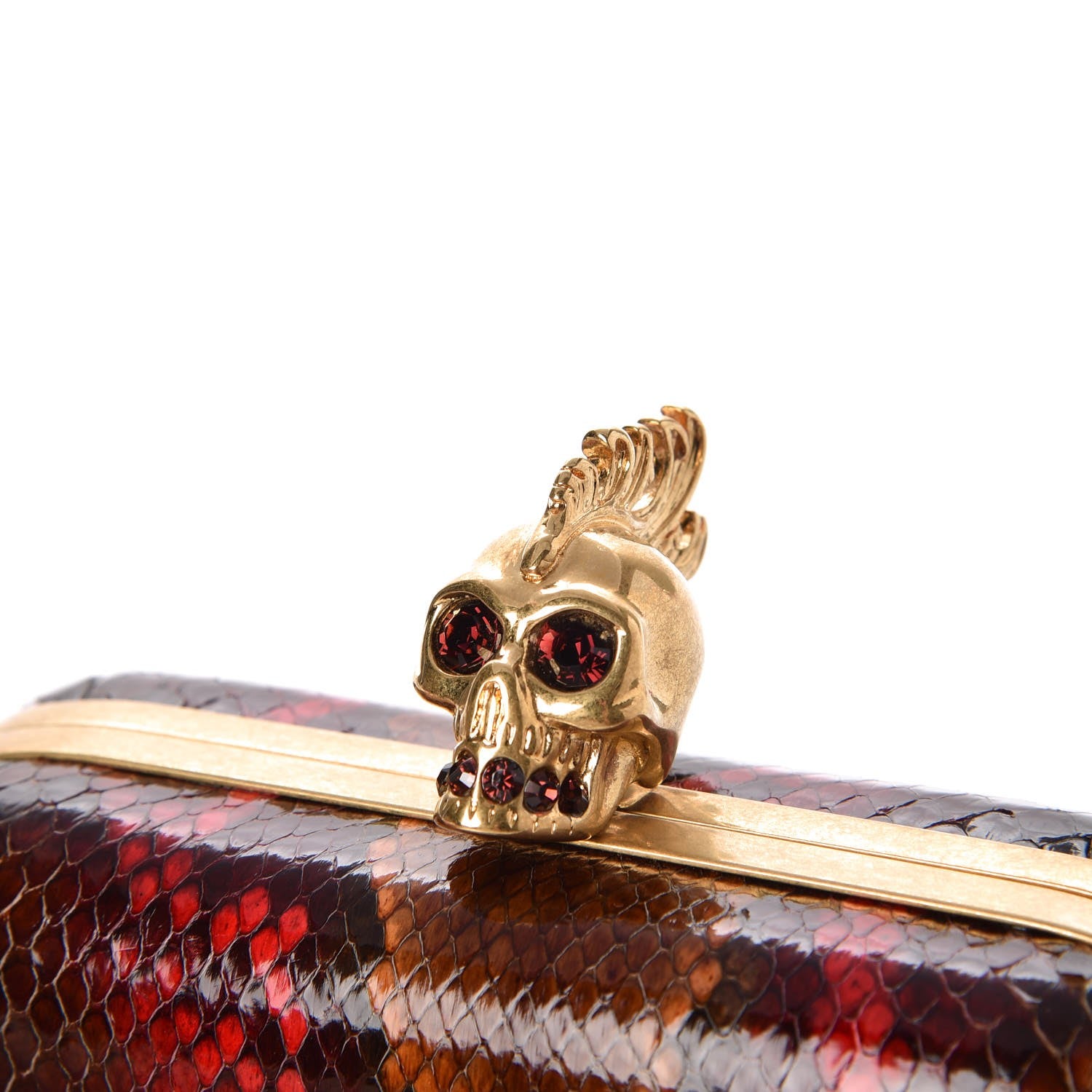 Alexander McQueen Python Punk Skull Box Clutch Red 7 of 8