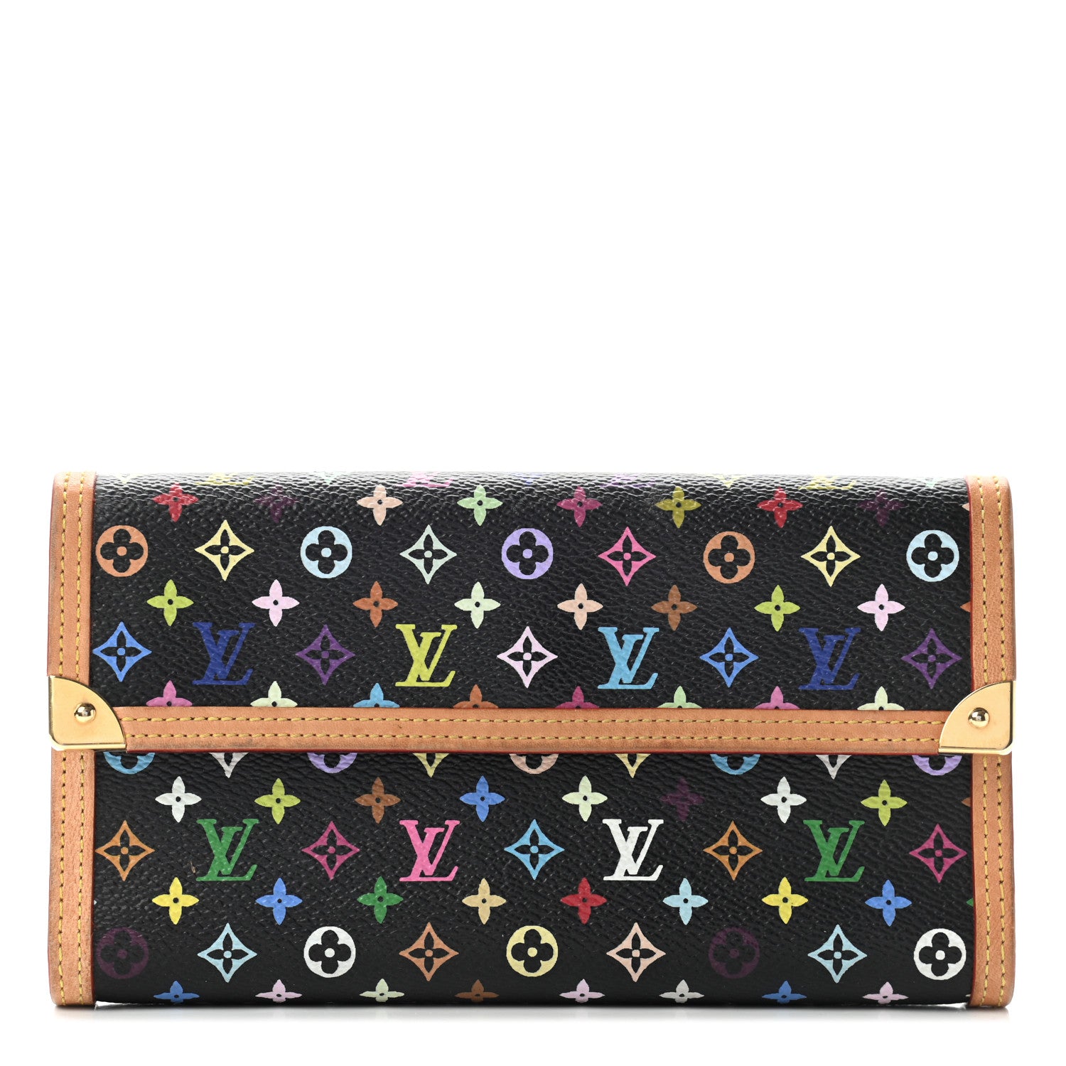 Louis Vuitton Monogram Multicolor Porte Tresor International Wallet Black 1 of 8