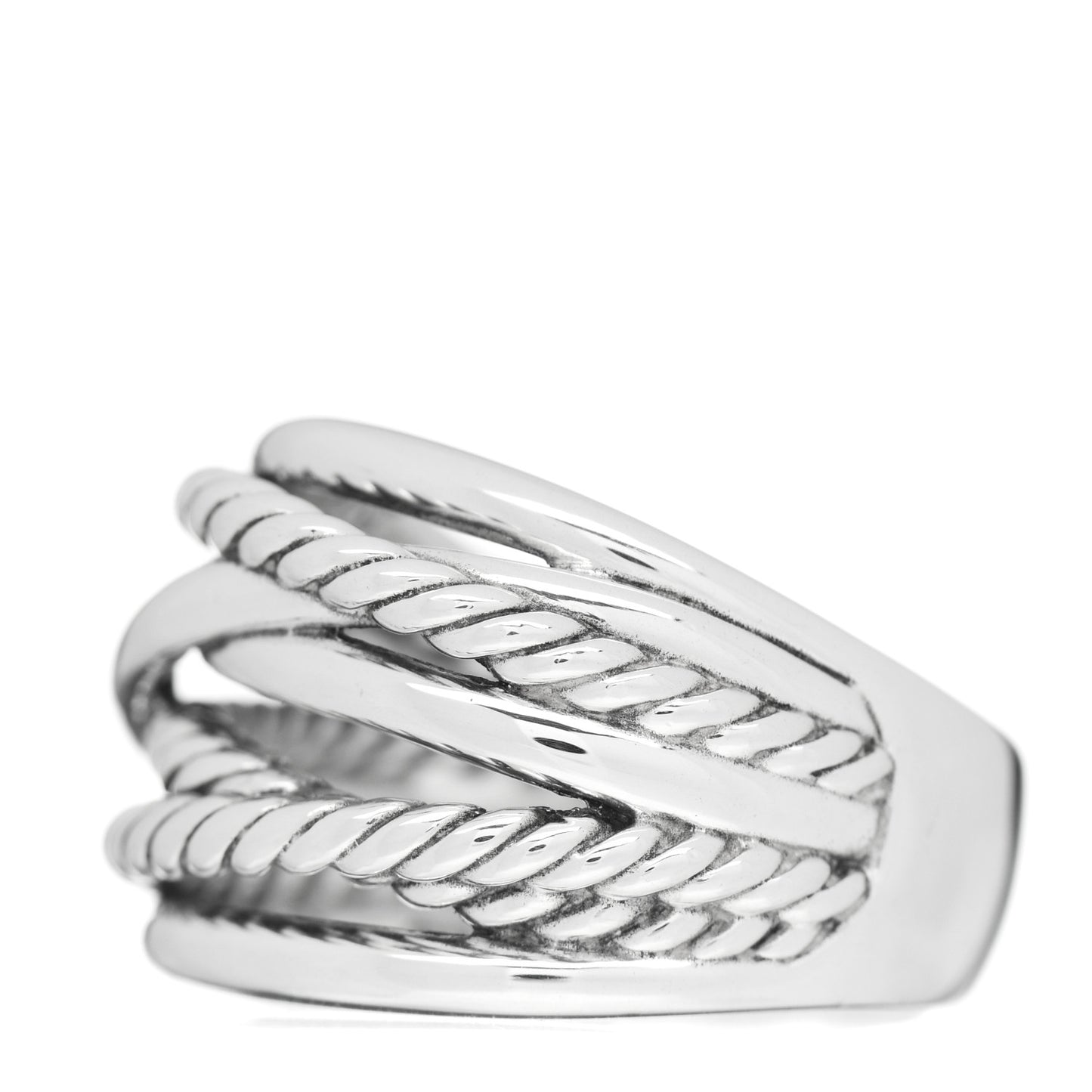 Sterling Silver 16mm Wide Crossover Cable Ring 57 8
