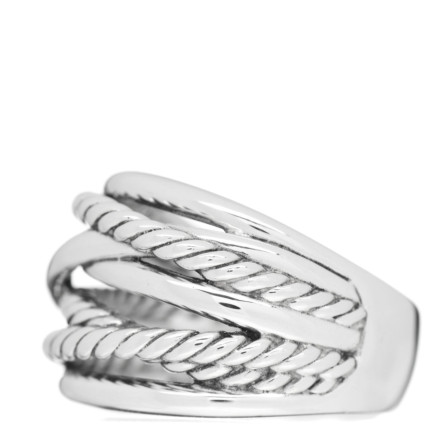 David Yurman Sterling Silver 16mm Wide Crossover Cable Ring 57 8 3 of 5
