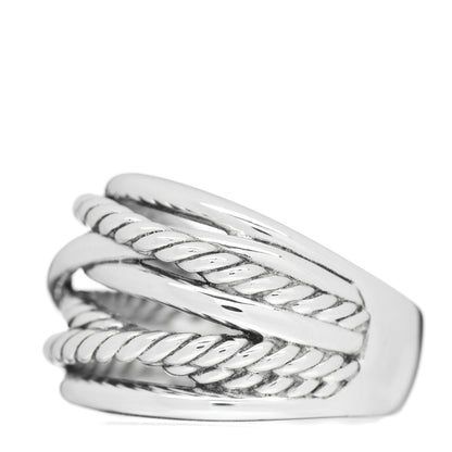 David Yurman Sterling Silver 16mm Wide Crossover Cable Ring 57 8 3 of 5
