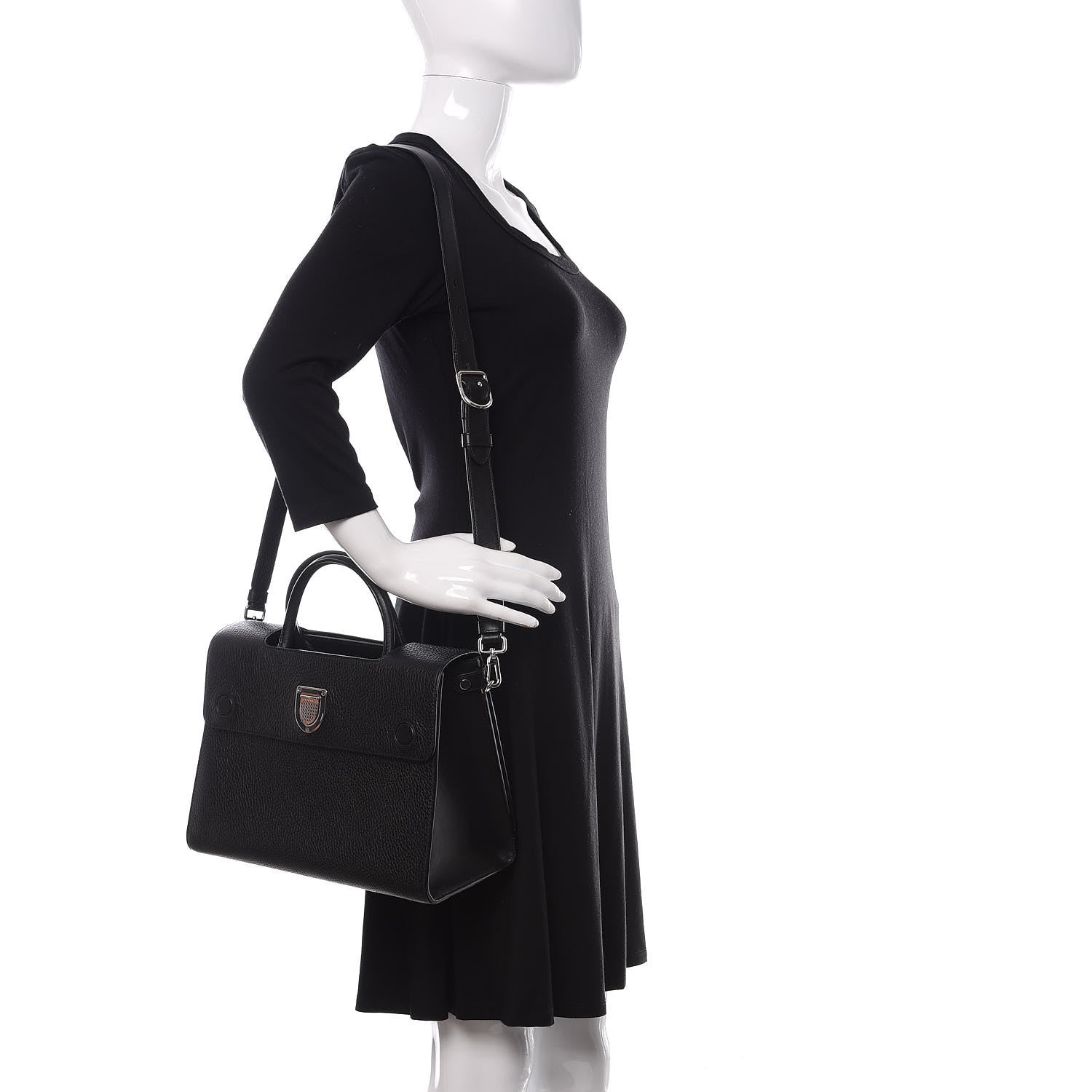Christian Dior Grained Calfskin Medium Diorever Flap Black 3 of 10