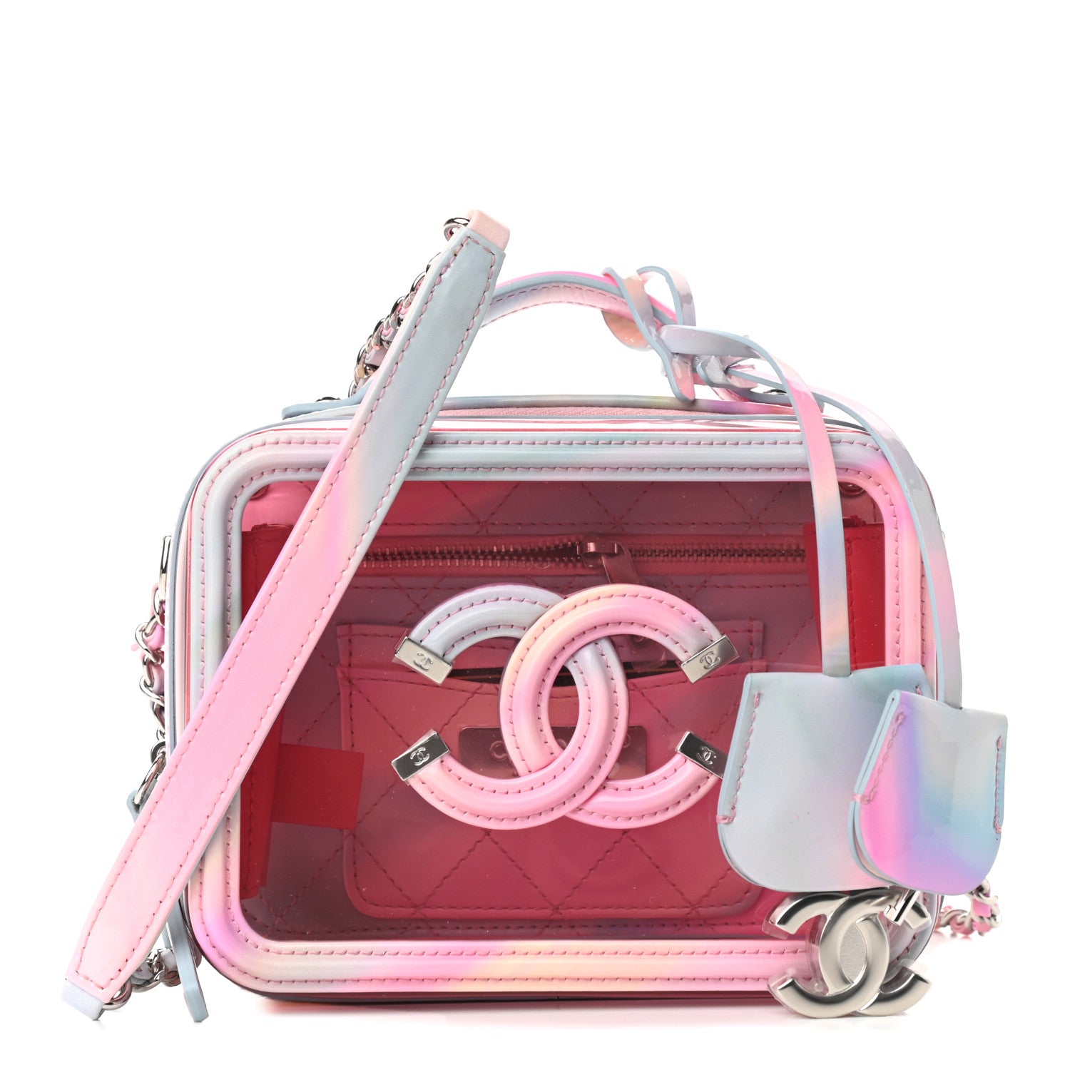 Chanel PVC Patent Calfskin Patent Lambskin Small CC Vanity Case Pink 1 of 9