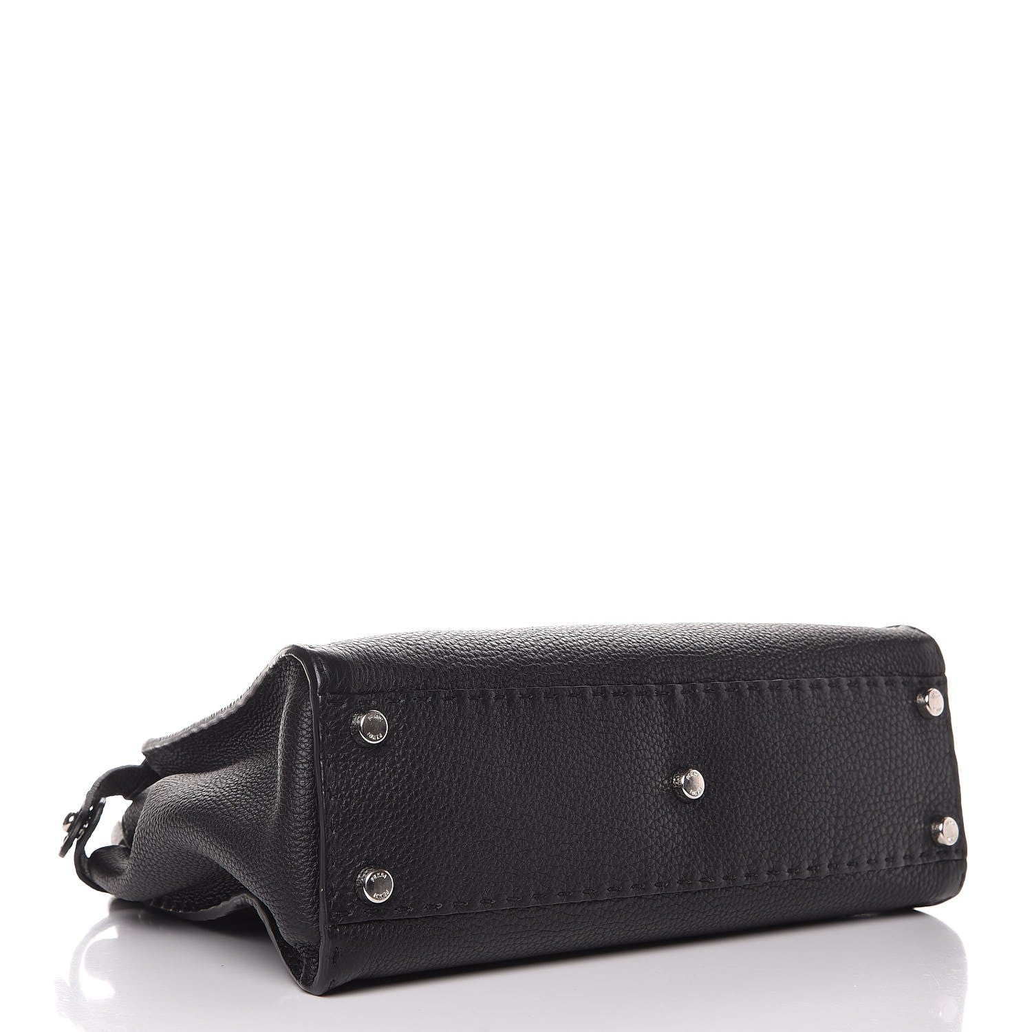 Fendi Cuoio Romano Selleria Bi-Color Medium Peekaboo Iconic Satchel Black Mou 4 of 8