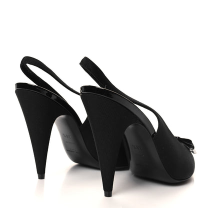 Saint Laurent Grosgrain Anais 95 Bow Sligback Pumps 38.5 Black 4 of 8