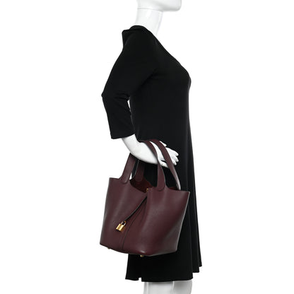Hermes Taurillon Clemence Picotin Lock 22 MM Rouge Sellier 2 of 10