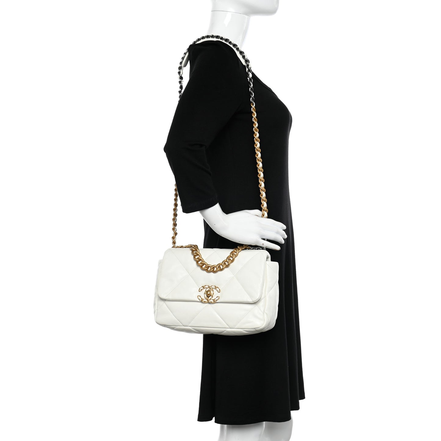 Lambskin Quilted Medium Chanel 19 Flap White
