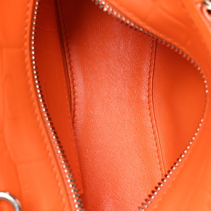 Balenciaga Semi Shiny Calfskin Crocodile Embossed Neo Classic Silver Hardware Nano City Crossbody Orange 5 of 10