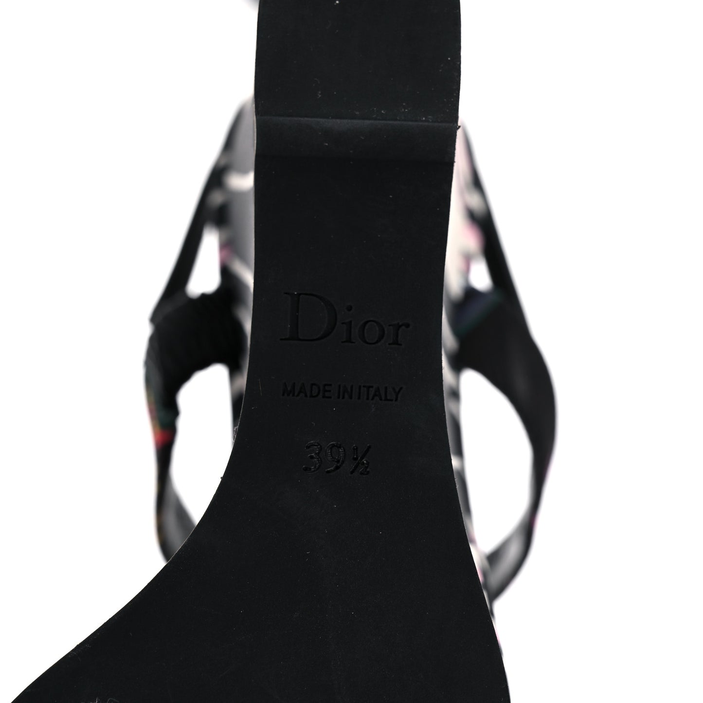 Satin Sequined Striped CD Platform Sandal 39.5 Black Multicolor